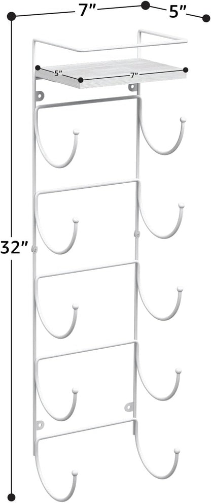 Sorbus Bathroom Towel Holder - 5 Tier Metal Towel Rack with Wood Shelf for Rolled Bath Towels, Washcloths, Linens, Hand Towels, Soaps & Accessories - Wall Mounted Towel Rack for Bathroom Towel Storage