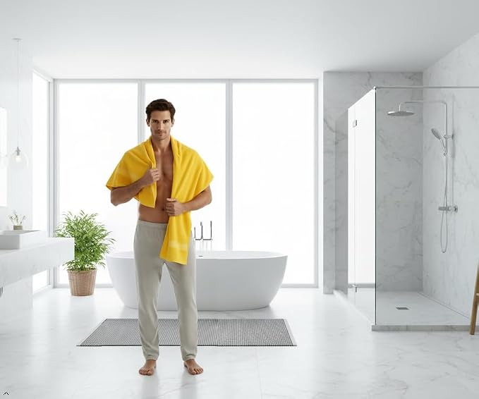 CRAFTBERRY- 6 Piece Cotton Bath Towel Set- 2 Bath - 2 Hand - 2 Face, Yellow | 100% Cotton • Thick & Plush • Hotel Quality • Ultra Soft • Highly Absorbent • Quick Dry • Low Lint • Machine Washable