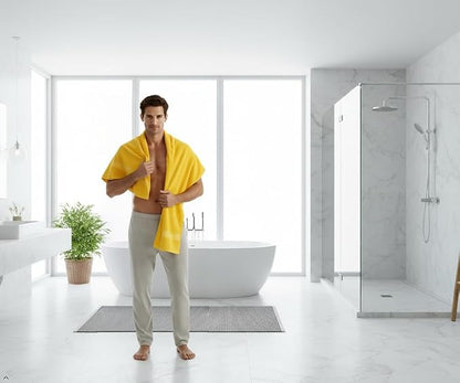 CRAFTBERRY- 6 Piece Cotton Bath Towel Set- 2 Bath - 2 Hand - 2 Face, Yellow | 100% Cotton • Thick & Plush • Hotel Quality • Ultra Soft • Highly Absorbent • Quick Dry • Low Lint • Machine Washable