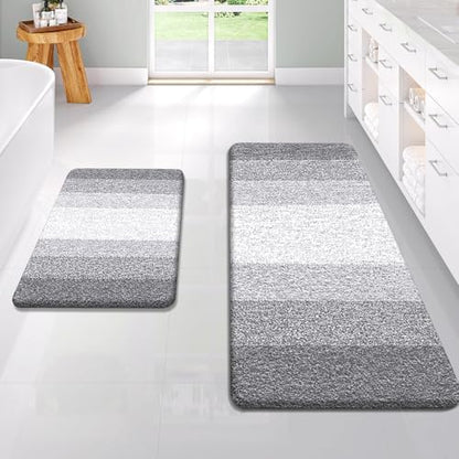 OLANLY Micorfiber Bathroom Rug Set 2 Piece, 47"x20"+24"x16"