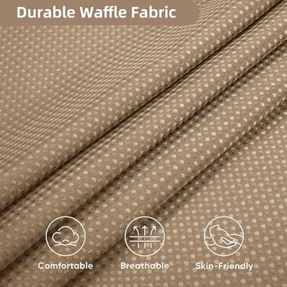 Shower Curtain and Liner Set, 3 in 1 Waffle Shower Curtain Set with 12 Double Sided Shower Curtain Hooks, Fabric Shower Curtains for Bathroom, Beige, 72 x 72