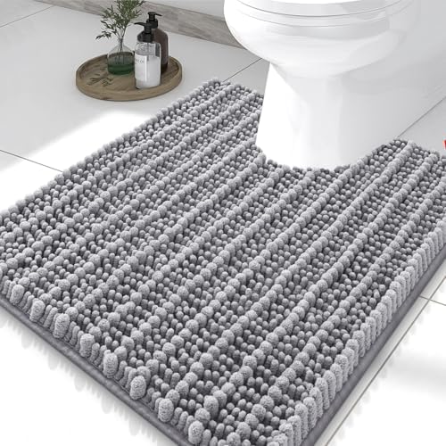 Smiry Bathroom Toilet Rugs U Shaped 24X20, Chenille Bath mats for Toilet