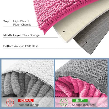 Smiry Bathroom Rugs 47X24, Luxury Chenille Extra Soft Absorbent Bath Mat