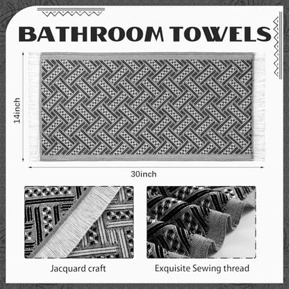 HunnmingRe 4 Pack Boho Hand Towel for Kitchen, Black,White