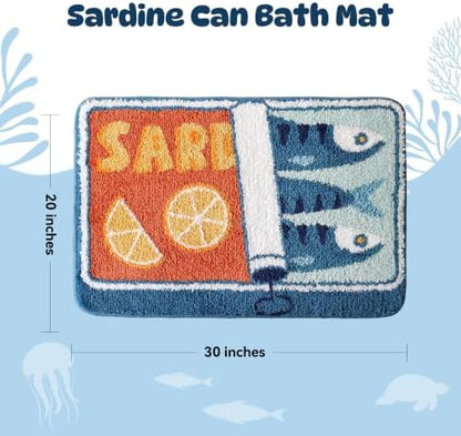 TRUEDAYS Sardine Bath Mat, Cute Bath Mat for Bathroom 20x30 Inch, Blue