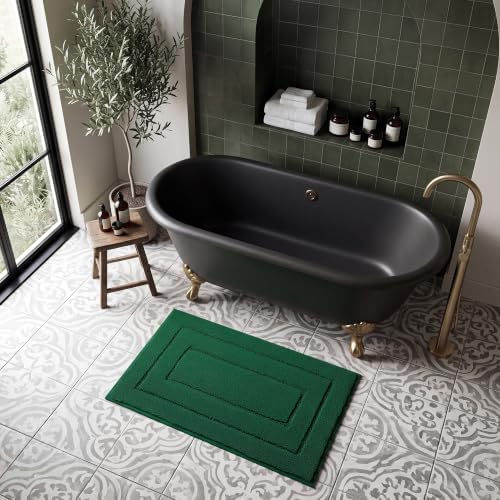 GRANNY SAYS Green Bathroom Rug 20" x 32", Non-Slip Microfiber Bath Mat