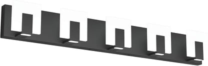 Aipsun 5 Lights Modern Black Vanity Light Up and Down Black Bathroom Lighting Fixtures LED Bathroom Wall Light Over Mirror 6000K