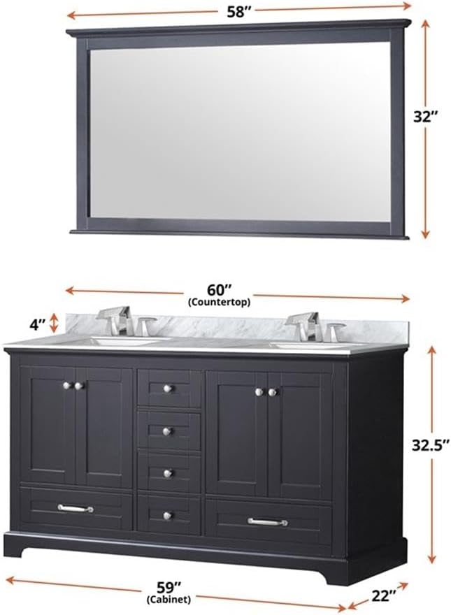 Dukes 60 in. W x 22 in. D Espresso Double Bath Vanity