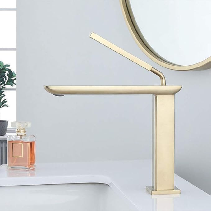 Faucet Brass Bathroom Basin Faucet Cold and Hot Water Mixer Sink Deck Mounted Black/White Tap White Short (Brushed Gold S 2) Faucet