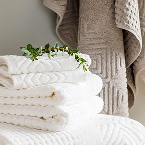 Texere 100% Organic Cotton Diamond Jacquard 700 GSM Luxury Bath Towel Sets - Ultra Soft and Absorbent Hotel and Spa Quality (Diamond, Charcoal, 2 Hand & 2 Face Towels)