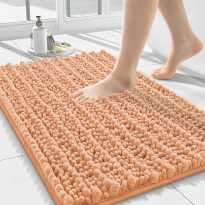 Smiry Bathroom Rugs 24X16, Extra Soft Rubber Backing Chenille Bath Mats
