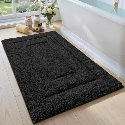DEXI Bathroom Rugs 32x20, Non-Slip and Absorbent Bath Mat, Black