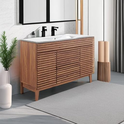 Modway Render 48" Single Bathroom Vanity in Walnut White