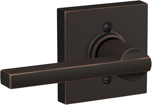 Schlage F170 LAT 716 COL Latitude Lever with Collins Trim Non-Turning Dummy Door Handle, Aged Bronze