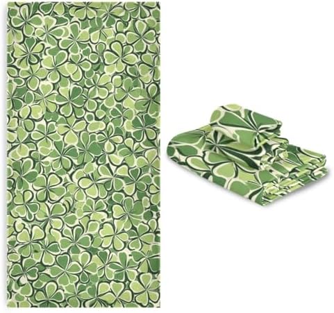 Naanle Lucky Shamrock Clovers Pattern St. Patrick's Day Soft Set of 3 Towels, 1 Bath Towel+1 Hand Towel+1 Washcloth, Multipurpose for Bathroom, Hotel, Gym, Spa and Beach