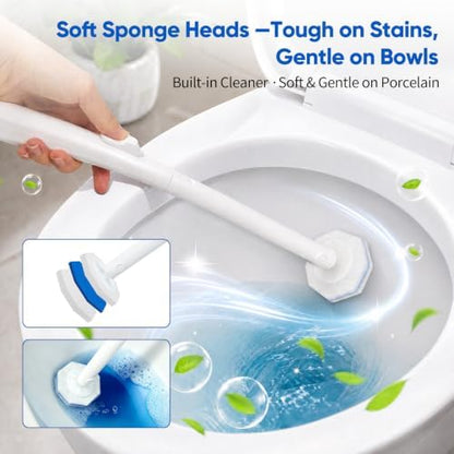 2 Disposable Toilet Brush and Holder Set, with 40 PCS Brush Head for Clorox