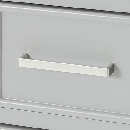 DKB Langford 54-inch Grey Bathroom Vanity with Center Rectangle Single Sink, Italian Carrara Marble Countertop & Backsplash, Solid Wood Frame, Soft-Closing & Dovetail Drawers