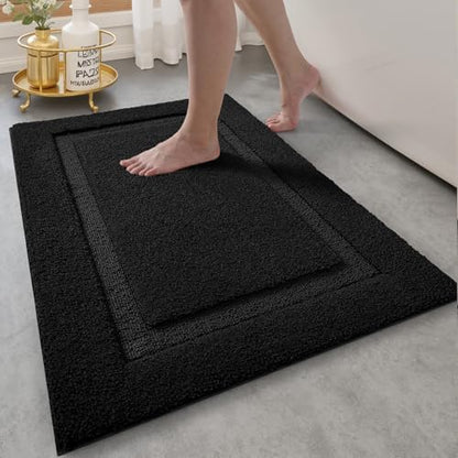 LUMI Ultra Soft Bathroom Rugs Absorbent, Non Slip Bath Mat 24x36, Black