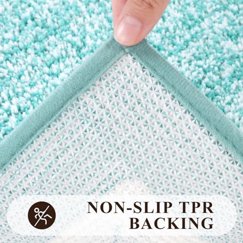 Pauwer Bathroom Rugs Sets 2 Piece, Non Slip Washable Bath Mat, Teal