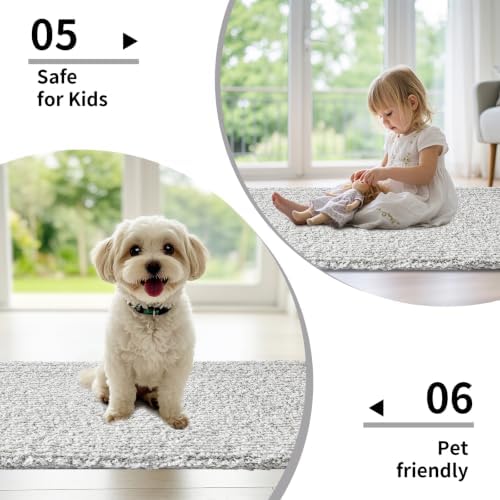 Disolla Bathroom Rug 24x36 - Non-Slip Plush Thick Bath Mat, Highly Absorbent & Ultra Soft Fluffy Floor Mat, Machine Washable for Shower and Tub, Grey & White