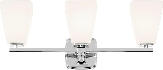 Kichler Marant 21.25" 3-Light Vanity Light with Opal Glass in Chrome, for Bathroom, Powder Room, Over Mirror, (21.25" W x 9.5" H), 55216CH