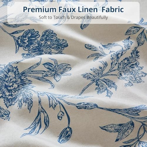 Warmstar Farmhouse Shower Curtain,Blue Floral Shower Curtain for Bathroom