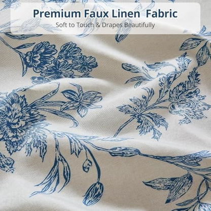 Warmstar Farmhouse Shower Curtain,Blue Floral Shower Curtain for Bathroom