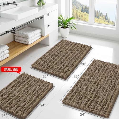 Smiry Bathroom Rugs 40X32, Extra Soft Rubber Backing Chenille Bath Mats