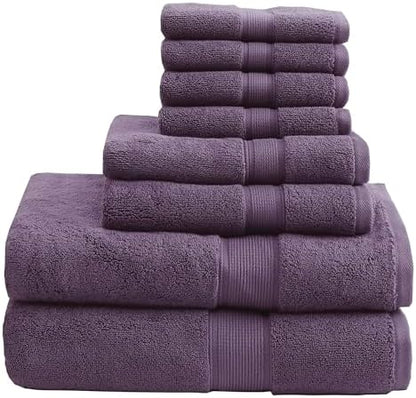 Madison Park 800GSM 100% Cotton Bathroom Bath Towel Set of 8, Purple