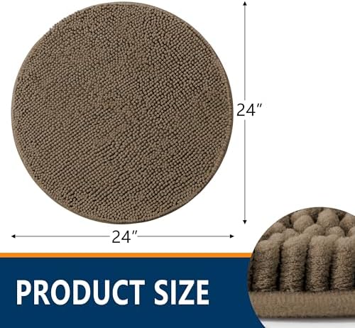 Smiry Round Bathroom Rugs 24X24, Chenille Extra Soft Absorbent Bath Mat