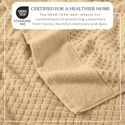 Great Bay Home Hand Towels - 100% Cotton 6 Pack 26x16 Hand Towel Set - Absorbent, Durable, Quick-Dry Towels for Bathroom (Oatmeal)
