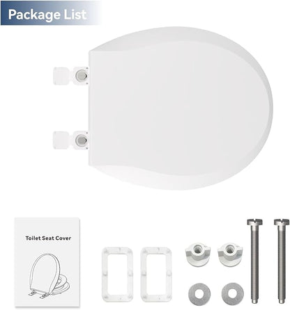 Round Toddler Toilet Seat Adult/Child,Built-In Potty Training Seat, Soft Quiet Close Non-Slip Seat, Easy to Install & Clean,Magnetic Kids Seat and Cover,White