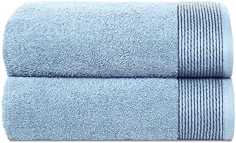 Belizzi Home Ultra Soft 2 Pack Oversized Bath Towel Set 28x55 inches, 100% Cotton Large Bath Towels, Ultra Absorbant Compact Quickdry & Lightweight Towel, Ideal for Gym Travel Camp Pool - Sky Blue