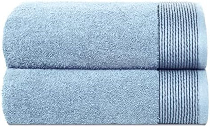 Belizzi Home Ultra Soft 2 Pack Oversized Bath Towel Set 28x55 inches, 100% Cotton Large Bath Towels, Ultra Absorbant Compact Quickdry & Lightweight Towel, Ideal for Gym Travel Camp Pool - Sky Blue