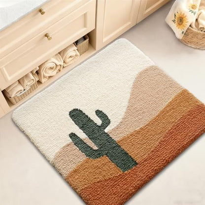 LUMI Square Cactus Bathroom Rug 32x32 Soft Absorbent Bath Mat, Non Slip
