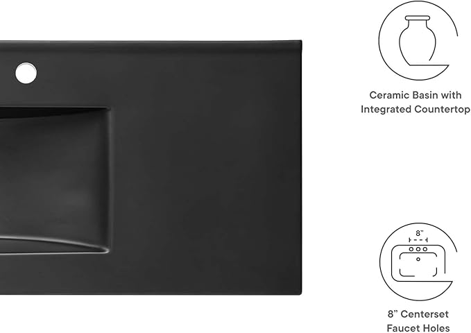 Modway EEI-5072-BLK Cayman 48" Single Basin Bathroom Sink, Black