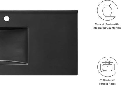 Modway EEI-5072-BLK Cayman 48" Single Basin Bathroom Sink, Black