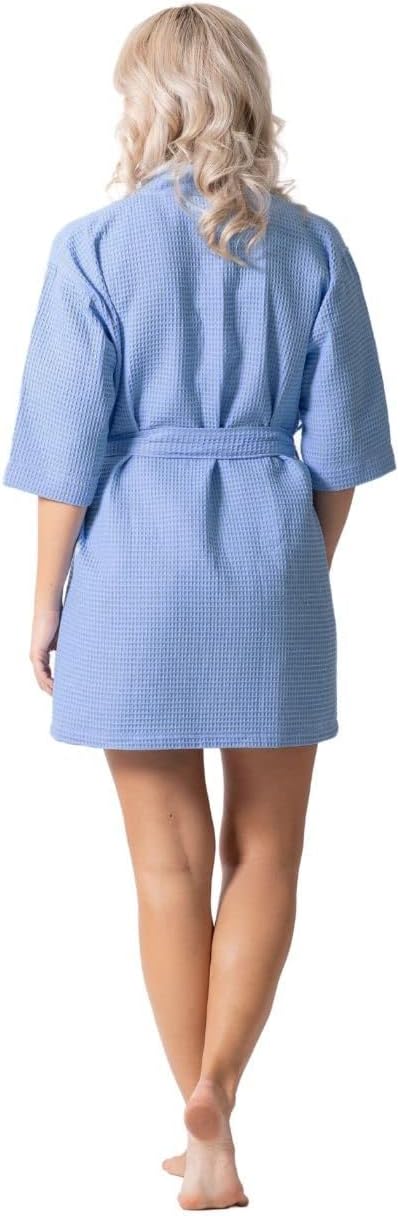 Lightweight Waffle Knit Bath, Spa & Bridesmaids Kimono Short Robes for Women - Quick Dry & Soft