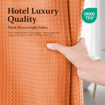 Dynamene Stall Waffle Shower Curtain 256GSM Heavy Fabric 60x72 Burnt Orange