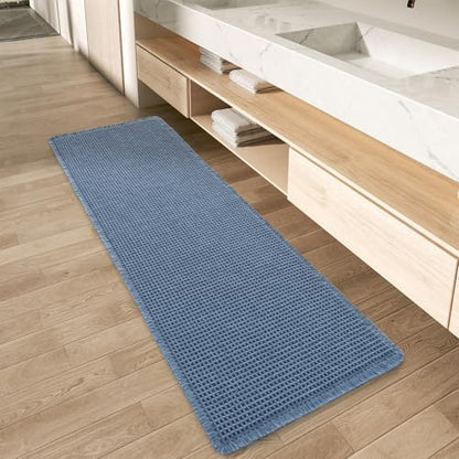 Blue, Quick Dry Washable Bathroom Rugs, Extra Soft Decorative Bath Rugs for Bathroom Floor, Beside Tub and Shower