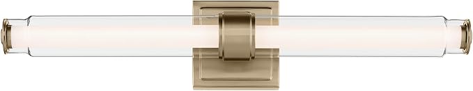 Kichler Laurene LED Bath Bar Light, Champagne Bronze | Linear vanity light with clear glass for bathroom mirrors (26.5" x 5"), 55238CPZLED