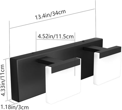 Ralbay Matte Black Vanity Light 2 Lights Bathroom Vanity Lights Acrylic LED Modern Black Bathroom Light Fixtures