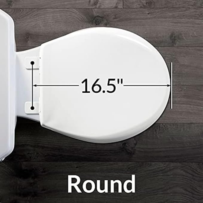 Bemis Alesio Slow Close Toilet Seat, Sleek Chrome Hinges and Adjustable Perfect Fit Wood Seat, Made in USA, Round, White