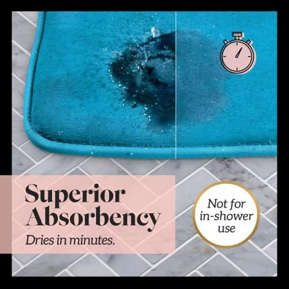 Memory Foam Bath Mat Non Slip Absorbent Super Cozy Velvet Bathroom Rug Carpet (24 inches X 48 inches, Caribbean Sea)