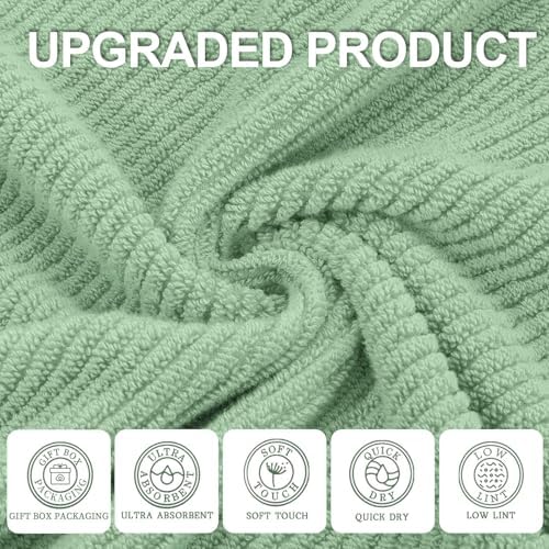 VOOVA & MOVAS Face Towels 6PC, 100% Cotton, 13x13 in, Mint Green