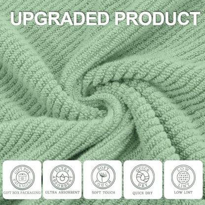 VOOVA & MOVAS Face Towels 6PC, 100% Cotton, 13x13 in, Mint Green