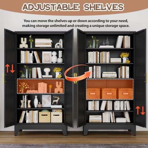 78.7" Tall Metal Pantry Cabinet, Freestanding Kitchen Storage Cabinet