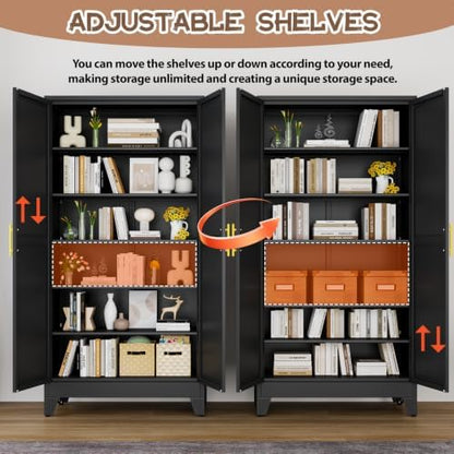 winiowa 78.7" Tall Metal Pantry Cabinet, Kitchen Storage Organizer, Black