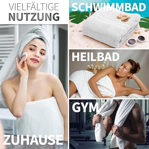 Pack of 2 Bath Towels - 100% Cotton, 500 g/m² - Soft, Absorbent & Durable - for Home, Sauna & Travel - 27x54 in (White)