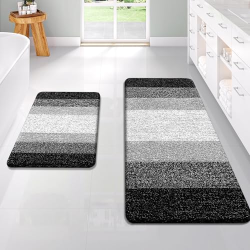 OLANLY Micorfiber Bathroom Rug Set 2 Piece, 47"x20"+24"x16"